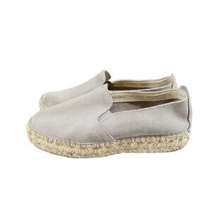 Fabiolas Shoes Womens EU 37 US 7 Grey Suede Espadrille Flat Loafers *Read*